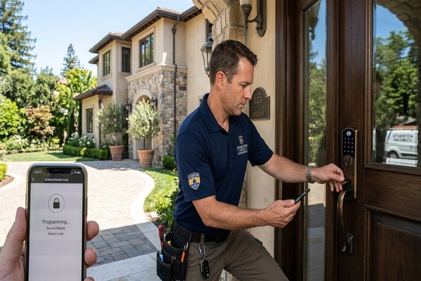Smart lock installation for Atherton home automation system integration